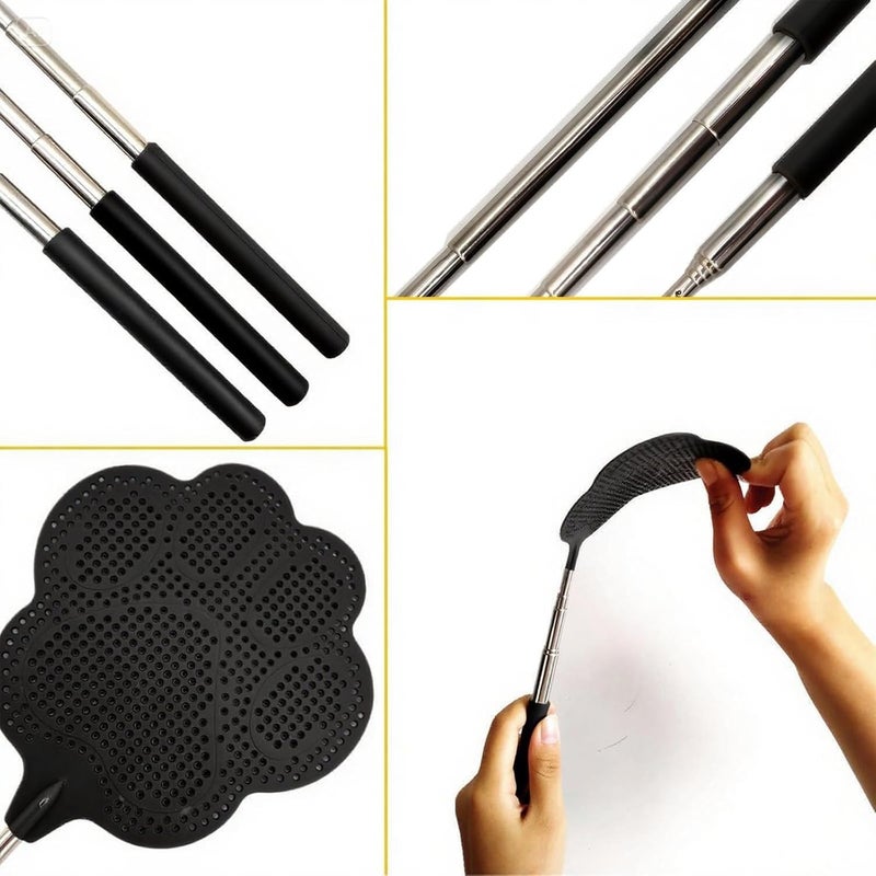 redtrout Fly Swatter, Elescopic Fly Swatters, FlySwatter for Indoors, FlySwatter with Stainless Steel Handle 3PCS - Image 5